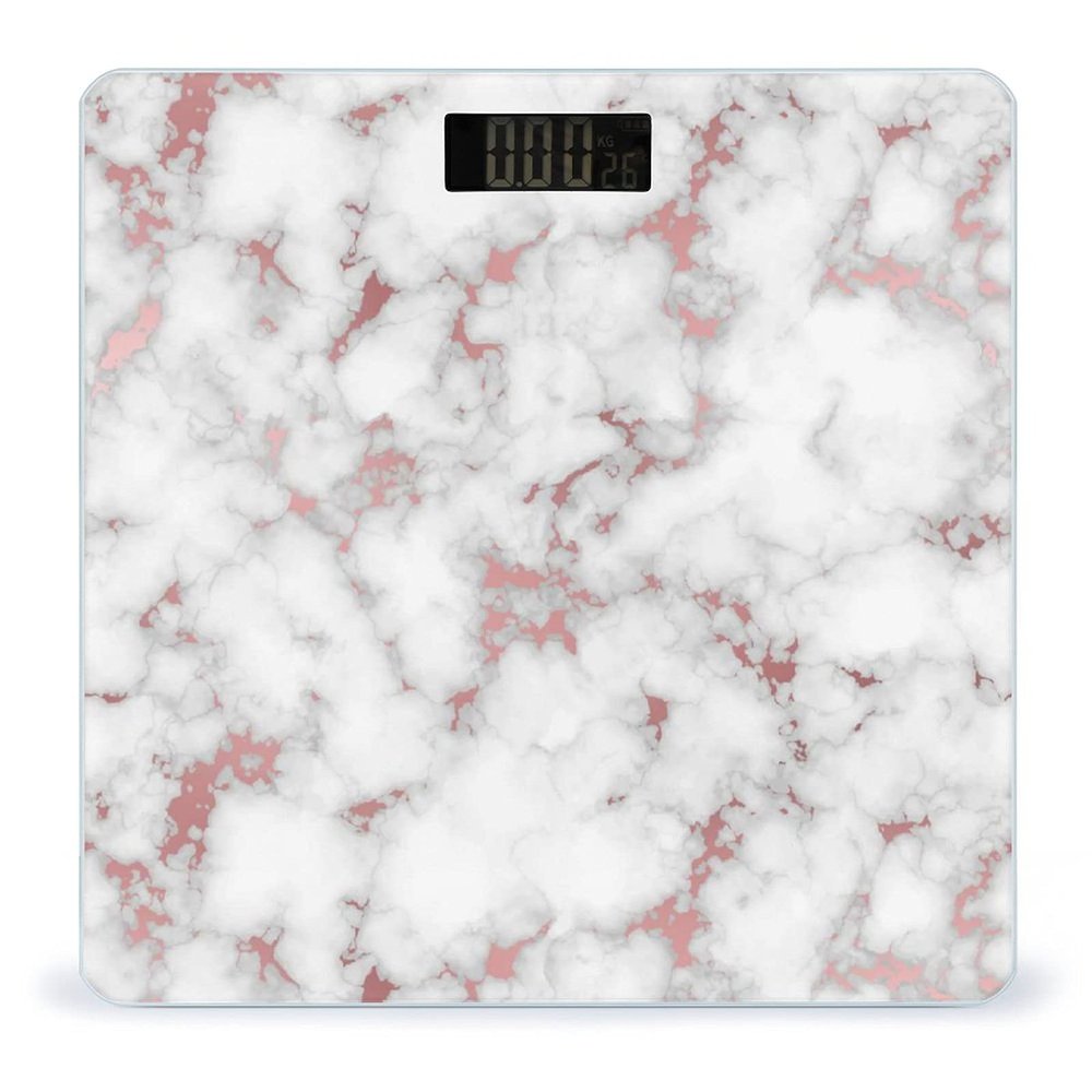 White Marble Rose Gold Digital Bathroom Scale Print Body Scales Weighing Scales For Home Women Men Gift