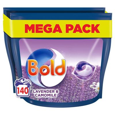 Bold 140 Wash All-In-One Laundry Detergent Pods - Stain Remoal & Built In Fabric Softner, By Shop Nova