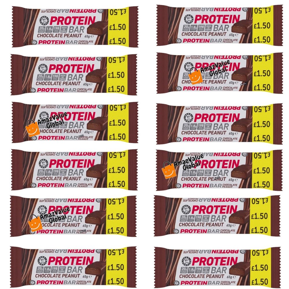 Euro Shopper Chocolate Peanut Protein Bar 65g (Pack of 12)