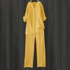 trendy outfits for women 2024 two piece skirt set for women going out textured womens t shirts v neck womens outfits trendy summer skirt with pocket pant wide leg long pant view 3
