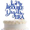Jenrtvis In My Double Digits Era Birthday Cake Topper, 10th Birthday Decoration, Blue Glitter, 5.9 x 4.4 inches, Food-Grade Paper, Premium Quality Guarantee view 1