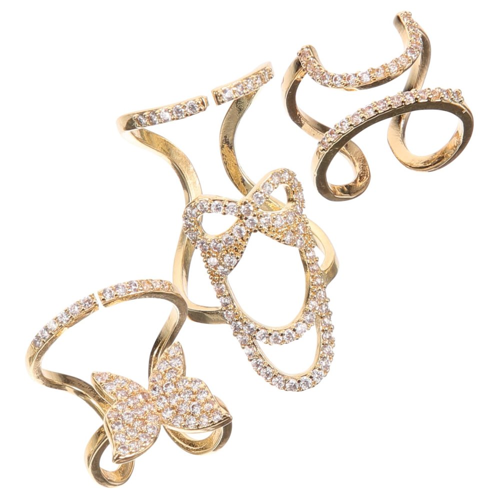 3pcs Wear Manicure Nail Art Charm Finger Nail Rings Fingernail Rings for Women Finger Rings for Women Nail Rings for Acrylic Nails Fingernail Rings Tips Metal Miss Zircon Jewelry/83