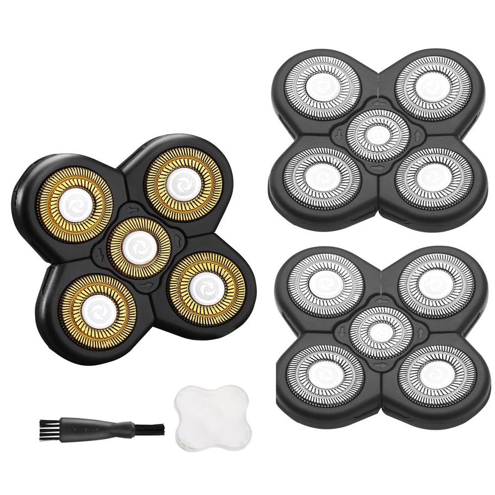 3PCS Universal 5 Blades Head shaver replacement heads Compatible with Freedom Gold shaver and mainstream shaver brands, Head Shaver Replacement blades