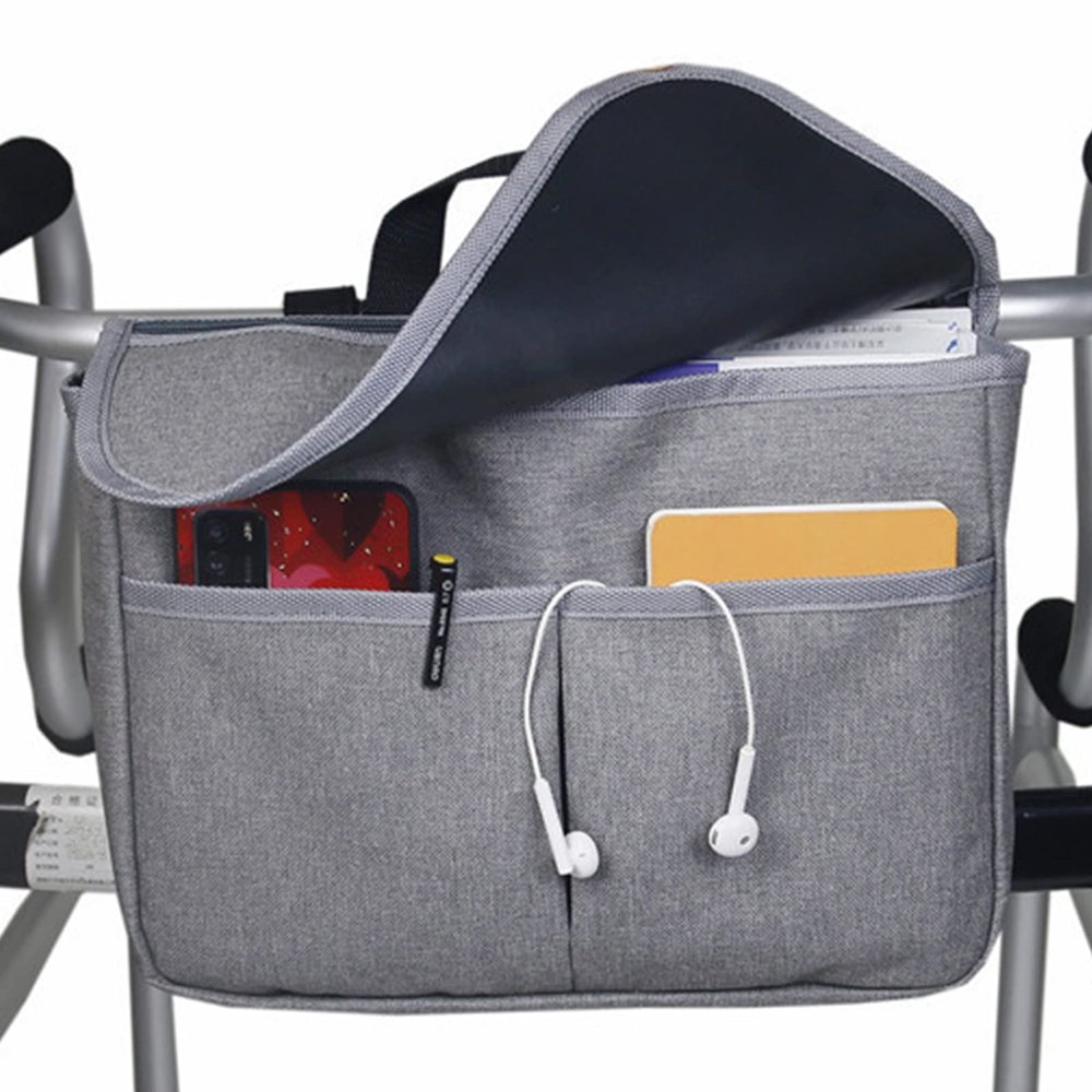 JKJZSALJ Wheelchair Side Storage Bag - Wheelchair Armrest Accessories Organizers Pouch With 3 Compartments For, Mobility Scooters, Rollators,Black