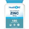 Health4All Zinc 50mg 180 Tablets 6 Months Supply, with Copper, High Strength Zinc Supplements for Immune Support, Skin, Hair & Nail, Vegan Immunity Supplements for Men & Women | Made in UK view 1