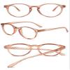 ABETOS Round Reading Glasses Ladies Blue Light Blocking Spring Hinges Fashion Oval Readers Womens Lightweight Computer Eyeglasses Eyewear, Clear Darkbrown 2.75 view 3