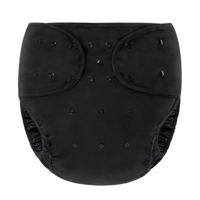 LittleForBig Washable Adjustable Reusable Waterproof Primary Comfort Cloth Adult Diaper Wrap Cover One Size Black