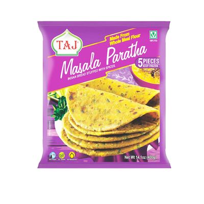 Taj Masala Paratha - Made from Whole Meal Flour, Indian Bread Stuffed with Spices, No Preservatives from Indian Origin, 400g (Pack of 1)