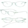 ABETOS Round Reading Glasses Ladies Blue Light Blocking Spring Hinges Fashion Oval Readers Womens Lightweight Computer Eyeglasses Eyewear, Clear Blue 1.25 view 3