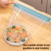 1/3 Pcs Cling Film Dispenser - Saran Wrap Cutter, Bamboo Wood Plastiic Cutters | Parchment Paper Storage Organizer, Aluminum Foil Holder for Kitchen Food Preservation Storage, 14x2x2 Inches view 3