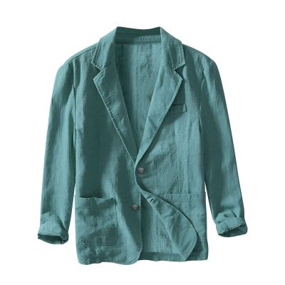 Mymyguoe Business Casual Jacket Men's Linen Long Sleeve Shirt Summer Slim Fit Lumberjack Jacket Comfort Fit Traditional Shirt Leisure Lightweight Shirt Jacket Lapel Button Down Beach Shirt Non-Iron