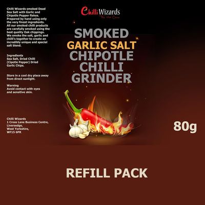 Chipotle Chilli, Garlic and Dead Sea Salt Grinder Refill 80g.