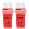 ATOMUS 2pcs 1L Red Tattoo Plastic Sharp Container Box Sharps Containers Needle Destruction Waste Bin Needle Disposal Bin with Lid for Tattoo Eyebrow Blade view 1