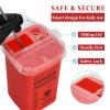 ATOMUS 2pcs 1L Red Tattoo Plastic Sharp Container Box Sharps Containers Needle Destruction Waste Bin Needle Disposal Bin with Lid for Tattoo Eyebrow Blade view 2