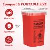 ATOMUS 2pcs 1L Red Tattoo Plastic Sharp Container Box Sharps Containers Needle Destruction Waste Bin Needle Disposal Bin with Lid for Tattoo Eyebrow Blade view 3