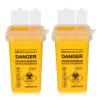 ATOMUS 2pcs 1L Yellow Tattoo Plastic Sharp Container Box Sharps Containers Needle Destruction Waste Bin Needle Disposal Bin with Lid for Tattoo Eyebrow Blade view 1