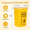 ATOMUS 2pcs 1L Yellow Tattoo Plastic Sharp Container Box Sharps Containers Needle Destruction Waste Bin Needle Disposal Bin with Lid for Tattoo Eyebrow Blade view 3