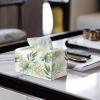 Tutolipy Rectangular Tissue Box Cover, Leather Tissue Cuboid Box Holder Facial Paper Case Modern Home Decoration for Bathroom, Car, Nightstand, Office Desk (Tropical Leaves, 9.69" x 5.1" x 5.2") view 3
