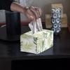 Tutolipy Rectangular Tissue Box Cover, Leather Tissue Cuboid Box Holder Facial Paper Case Modern Home Decoration for Bathroom, Car, Nightstand, Office Desk (Tropical Leaves, 9.69" x 5.1" x 5.2") view 4