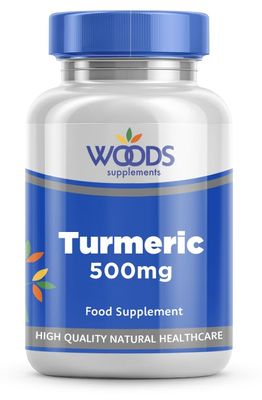 Turmeric 500mg (90 Capsules) from Woods Supplements | Responsibly sourced | Only The Finest Extract Used | High in curcuminoids | Suitable for Vegetarians & Vegans