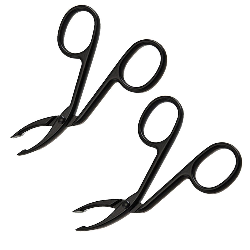 2 Curved Eyebrow Scissors Tweezers - Curved Eyebrow Tweezers, Professional Eyebrow Scissor | Lightweight Nose Hair Cutter Remover, Facial Hair Plucker Curved Scissors for Men Women Adults