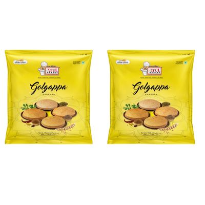 Atul Bakery Khakhra Various Flavours (200 Gram) - Crispy Delicious Bite - Traditional Gujarati Khakhra - Enjoy At Tea Time - Easy to Carry Anywhere (Pack of 2, Khakhra Golgappa)