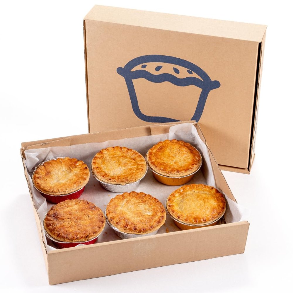 The Lewis Pie Co Trio: Chicken & Mushroom Pies, Steak & Kidney Pies, and Minced Beef & Onion Pies - 6 Deliciously Crafted Pies Encased in a Golden Flaky Crust  Conveniently Delivered to Your Door