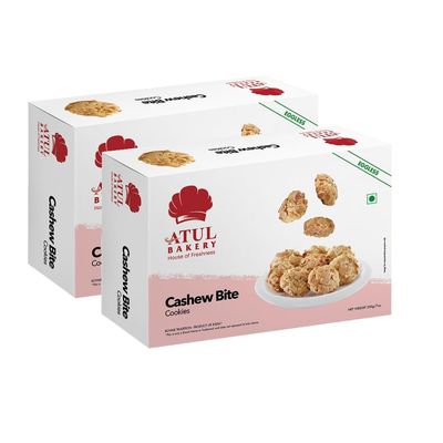 Atul Bakery Cookies (200 Gram) - Biscuits Flavored With Dried Fruits & Nuts For a Delicious Crunch - Delicious Homemade Treats (Pack of 2, Cookies Cashew Bite)