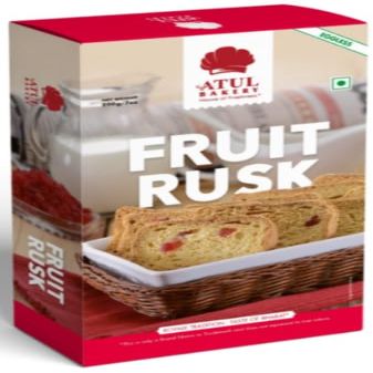 FreshCart Basics Atul Bakery Rusks (200 Gram) - Light & Crispy Tea Time Dry Biscuit - Offers A Wholesome Teatime Experience (Pack of 1, Rusk Fruit)