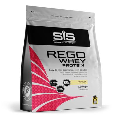 Science In Sport REGO Whey Protein Powder | Muscle Building & Recovery with BCAA Amino Acids | Vanilla Flavour, 1.35 kg, 45 Servings