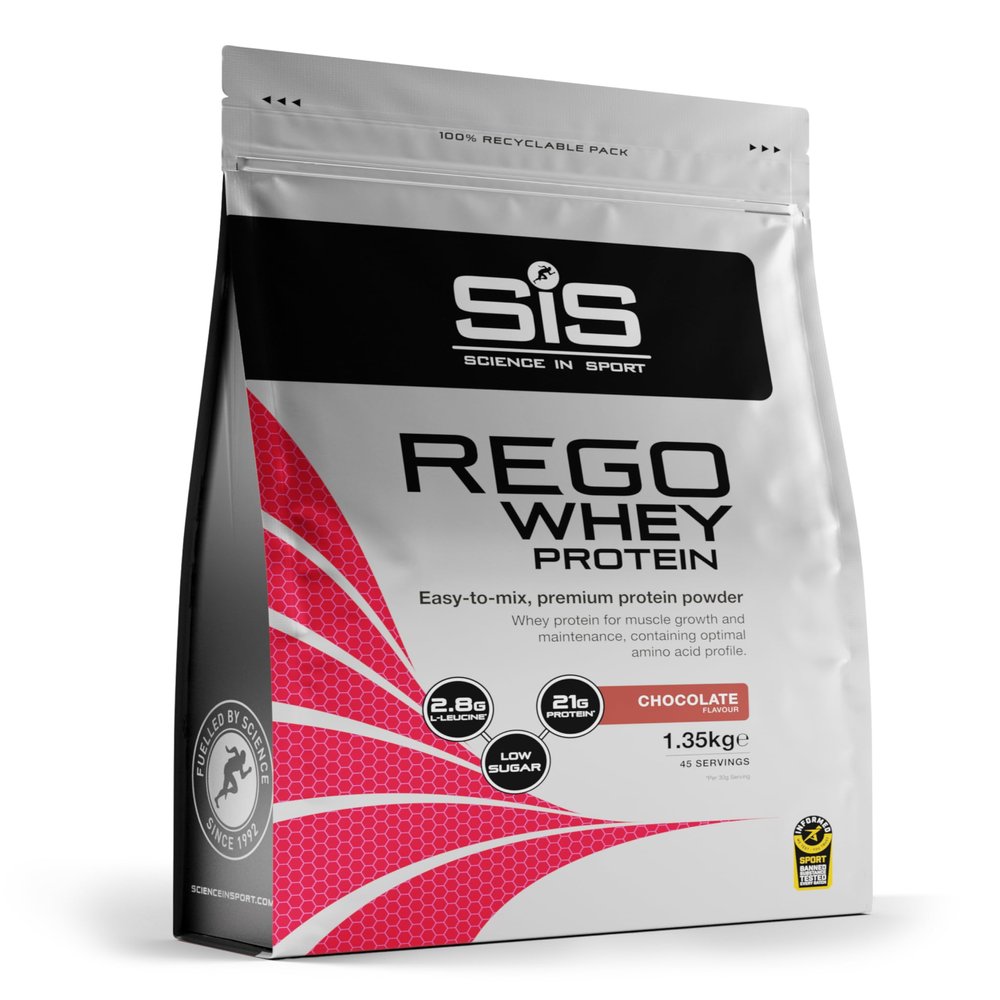 Science In Sport REGO Whey Protein Powder | Muscle Building & Recovery with BCAA Amino Acids | Chocolate Flavour, 1.35 kg, 45 Servings