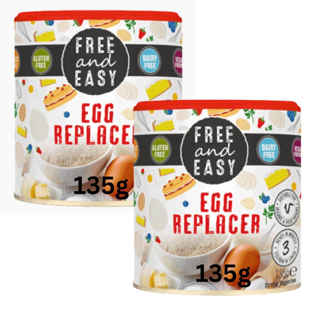 Egg Replacer Gluten Free and Vegan Bundle Containing 2 Tubs of Free 'n' Easy 135g Egg Replacer For Desserts, Cakes, Pancakes, Meringues