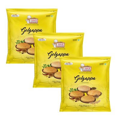 Atul Bakery Khakhra Various Flavours (200 Gram) - Crispy Delicious Bite - Traditional Gujarati Khakhra - Enjoy At Tea Time - Easy to Carry Anywhere (Pack of 3, Khakhra Golgappa)