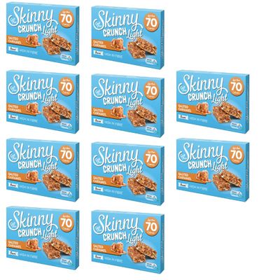 Skiny Crunch Light Salted Caramel Bars 5 Pack - A Low Calorie Chocolate Snack - Perfect For a Quick Snack On-The-Go - Pack of 10