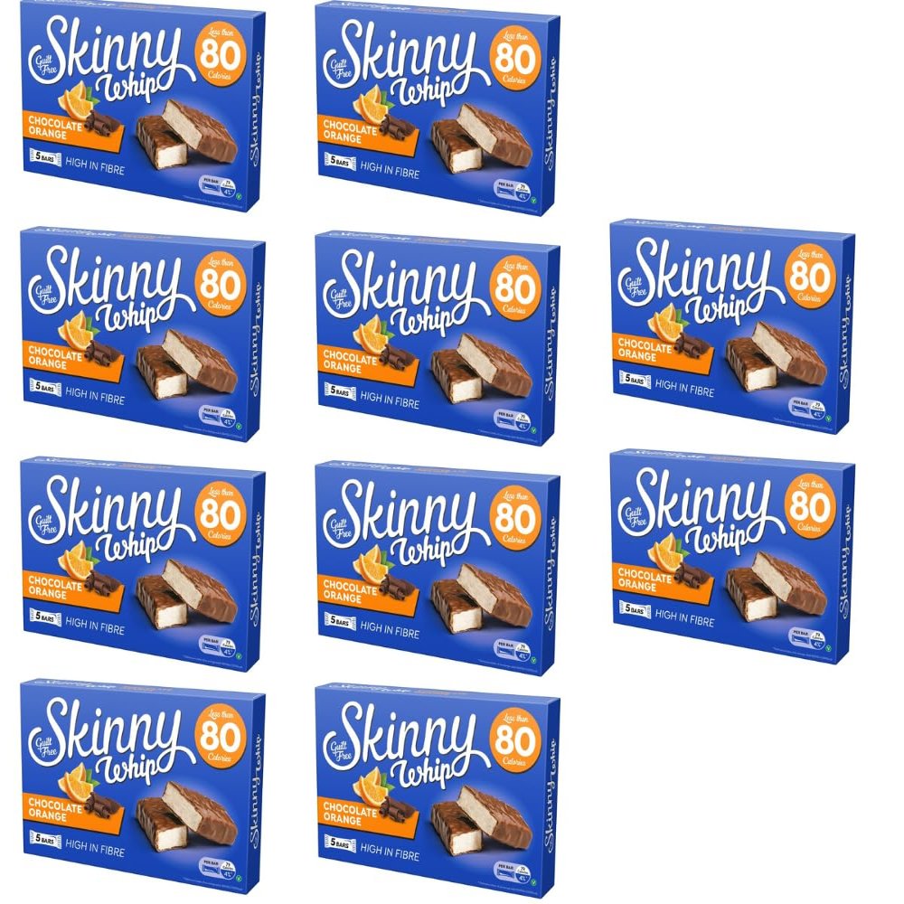Skiny Whip Orange 5 Pack - This Low Calorie But High In Quality Coffee Flavoured Bar Will Give You The Boost You Need During The Day - Pack of 10