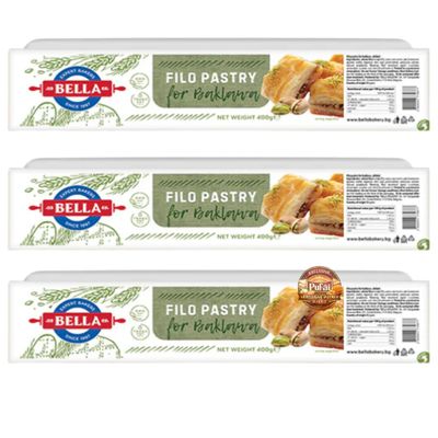 Bella Filo Pastry Sheets phyllo dough for baklava 400 gram x 3 Packs
