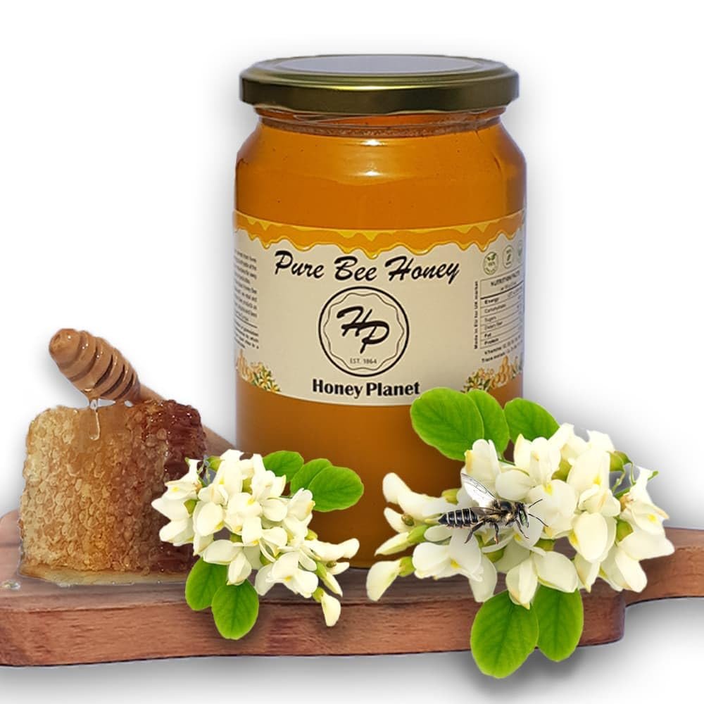 Acacia Pure and Raw Honey from ECO/BIO Area Unheated,Unpasteraised,Unfiltered Acacia Mountain Honey harvested in our own Bee Farm (Large, 1000, gram)