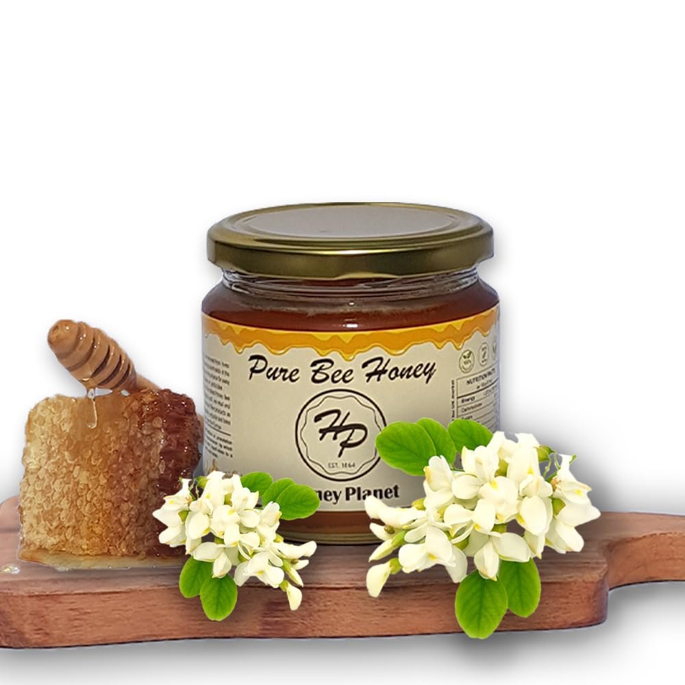 Acacia Pure and Raw Honey from ECO/BIO Area Unheated,Unpasteraised,Unfiltered Acacia Mountain Honey harvested in our own Bee Farm (Small, 500, gram)