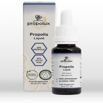 PROPOLUX Alcohol-Free Propolis Drops Unique Lactic Acid Extraction, PG-Free (No Propylene Glycol), Fast Absorption, Natural Bee Propolis for Daily Immune & Throat Support 20ml