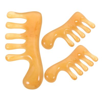 Healeved 3pcs Gua Sha Comb Handheld Massage Comb Scalp Care Wide Tooth Scraper Tool for Home Salon Use