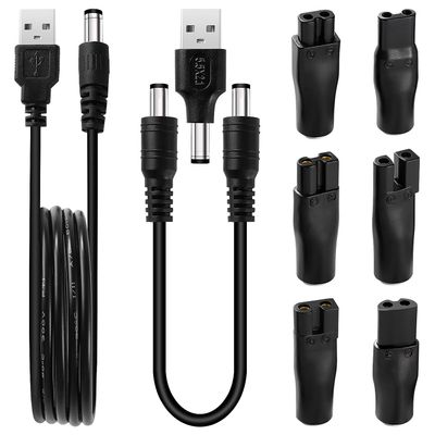 KUOQIY 9 PCS Shaver Charger Kit, 5V USB Shaver Charger Cable, Replacement Power Cord Adapter, for Various Electric Hair Clippers, Grooming Instruments