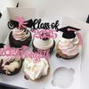 Rsstarxi 30 Pack Grad Cupcake Toppers Congrats Grad Cap Diploma Cupcake Picks Class of 2024 Cake Decorations for Graduation Decorations Class of 2024 Party Cake Decorations Pink view 3