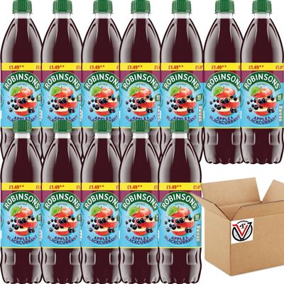 Generic 12 x RobinsonnsNo Added Sugar Squash PMP 750ml (Apple & Blackcurrant)