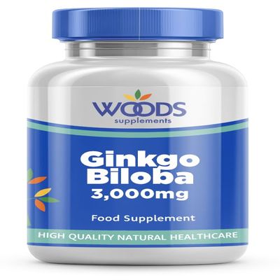 Ginkgo Biloba 3000mg (360 Tablets) from Woods Supplements | Packed with flavonoids and terpenoids | Gingko Biloba Extract Whole herb Equivalent 3000mg | Suitable for Vegetarians & Vegans