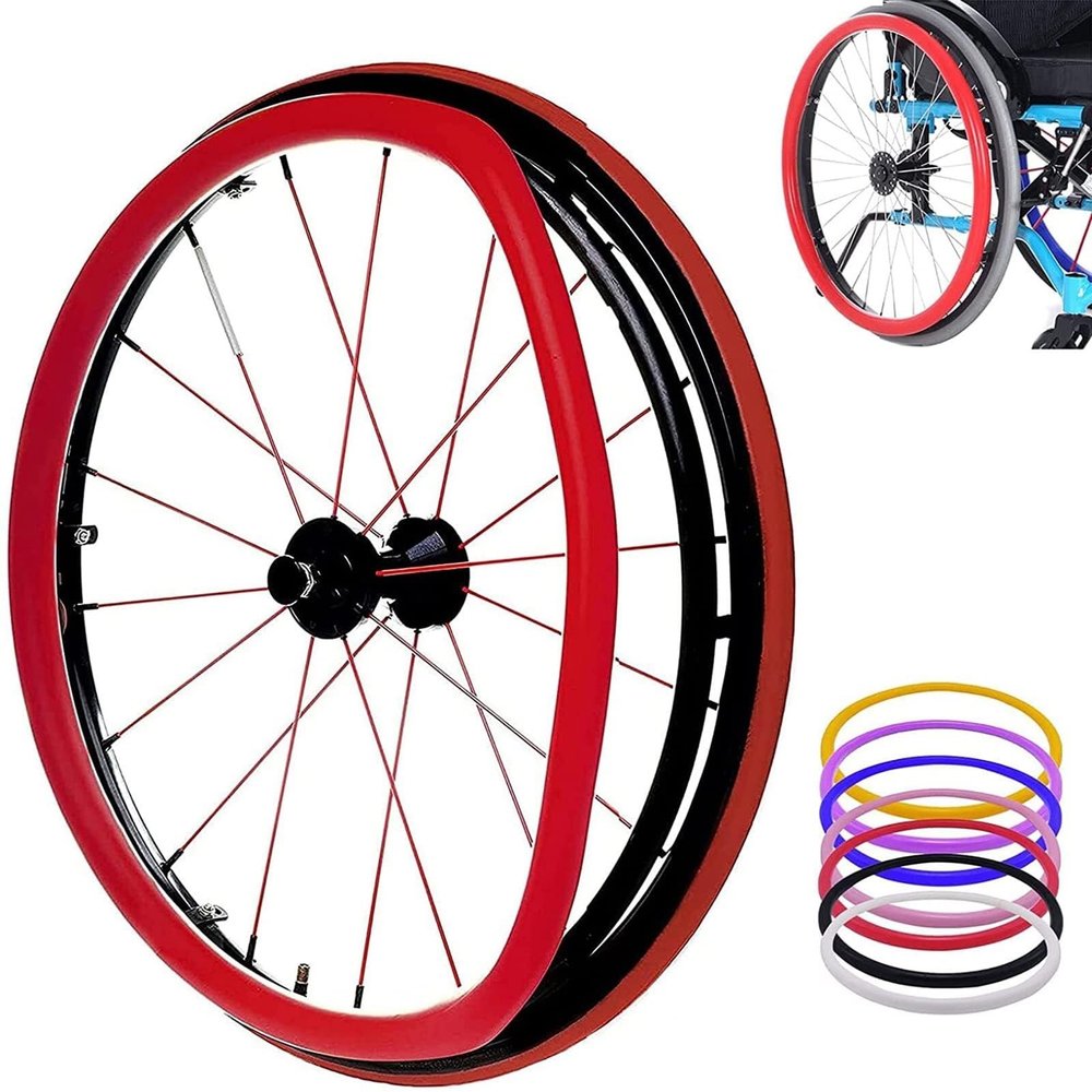 Wheelchair Push Wheel Covers,Wheelchair Push Rim Covers, 24-Inch Rear Wheel Sports Wheelchair Cover, Silicone Hand Push Cover, Wear-Resistant, Improve Grip and Traction (Color : C)