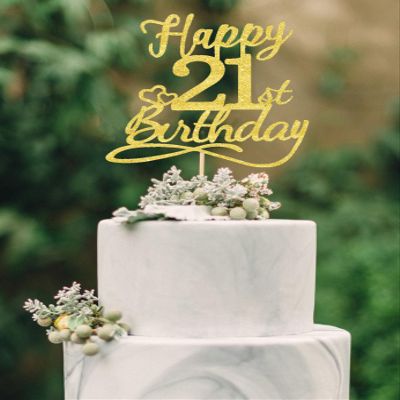 21 Birthday Cake Toppers-Gold Glitter, Funny 21st Cake Topper for Men,21 Cake Topper For Women, 21st birthday decorations,21st Birthday Cake Topper Twenty One