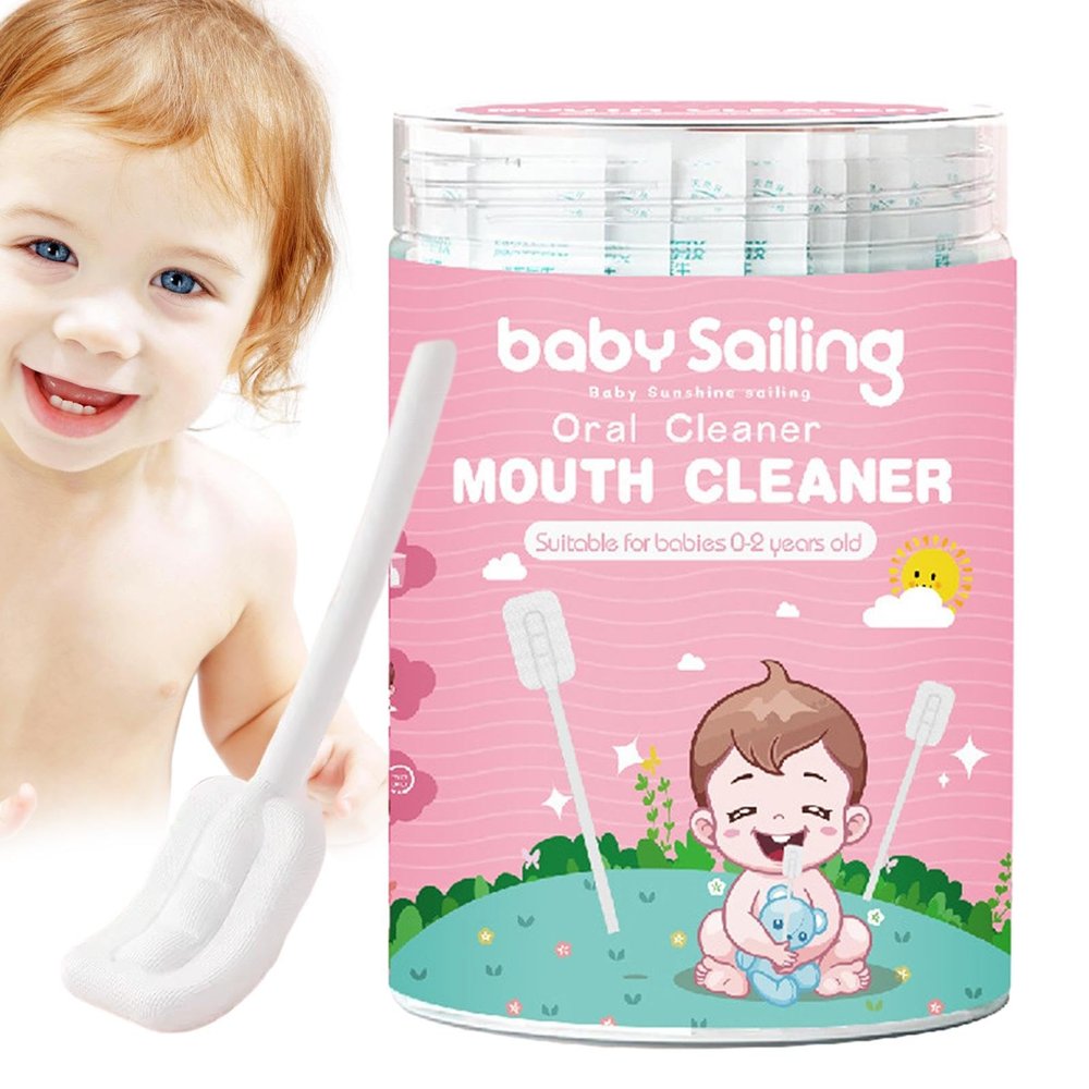 Baby Mouth Cleaner | Flexible Gentle Tongue | 30 Soft Oral Cleaning Stick | Tongue Cleaner Skim Gauze, Comfortable and Portable Oral Tongue Gauze Gum Cleaner Stick for Tooth Baby Mouth Cleaner | Fl