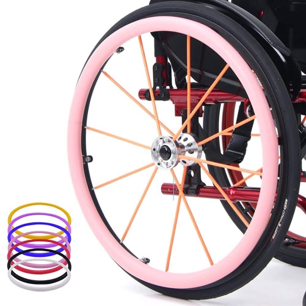 24Inch Wheelchair Rear Wheel Cover Protective Sleeve Wheelchair Push Rim Covers Wheelchair Rear Wheel,Light Pink