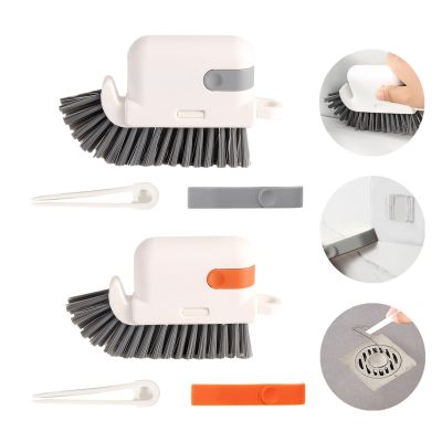 2 PCS Crevice Cleaning Brush Detachable Gap Cleaning Brush Tools Window Track Cleaning Tools 3 in 1 Hand-held Hard Bristle Brush with Tweezers for Window Track, Shower, Sink, Corner, Floor Lines