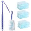 30 Pcs Fluffy Duster, Disposable Electrostatic Duster With 2 Handles and 1 Telescopic Pole, Blue Fluffy Dusters Refills, Disposable Cleaning Dusters Kit, Hand Duster Refill For Daily Cleaning view 1